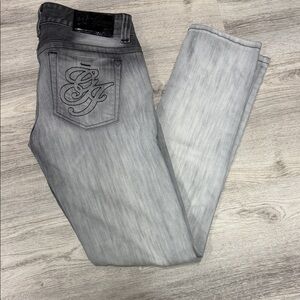 Vintage Guess Women's Straight Leg Jeans - Black and Gray. Low rise Size 30